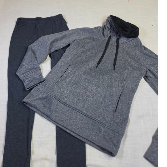 Adidas Climawarm Womens Gray Funnel Neck Hoodie and Leggings Set Small